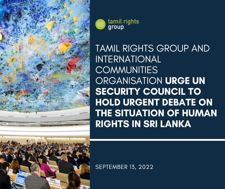Tamil Rights Group And International Communities Organisation Urge Un Security Council To Hold 